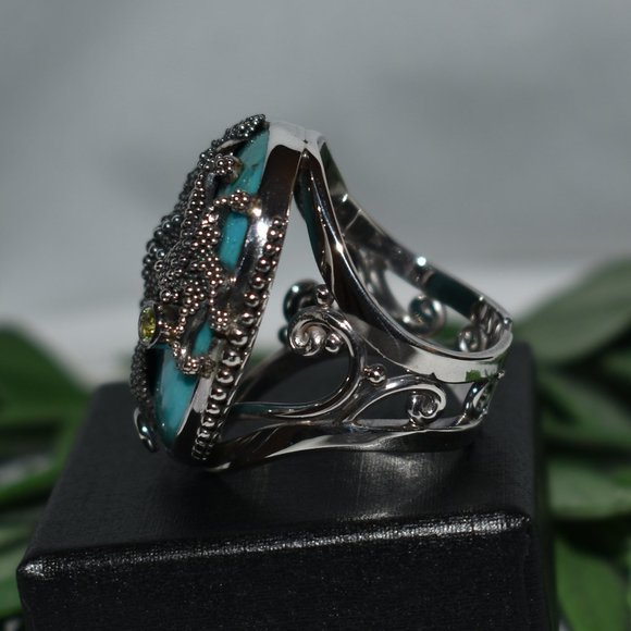 Sajen Silver Turquoise Seahorse Ring, Size 10 - Picture 7 of 8